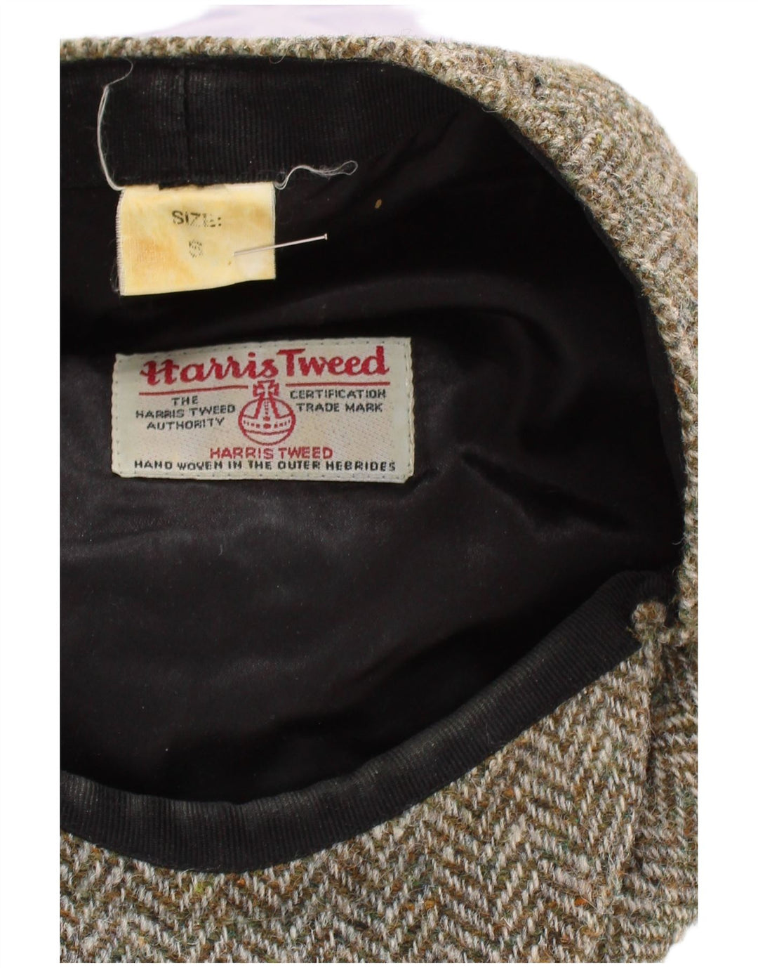 Boné masculino Harris Tweed liso pequeno espinha de peixe cinza novo clássico de lã