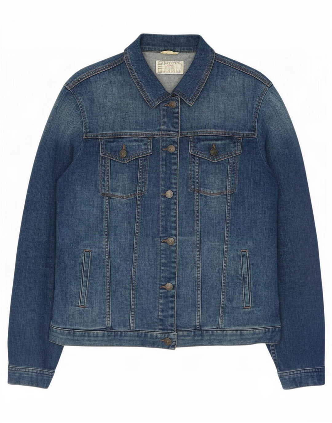 Jaqueta jeans feminina Fat Face Reino Unido 14 grande algodão azul