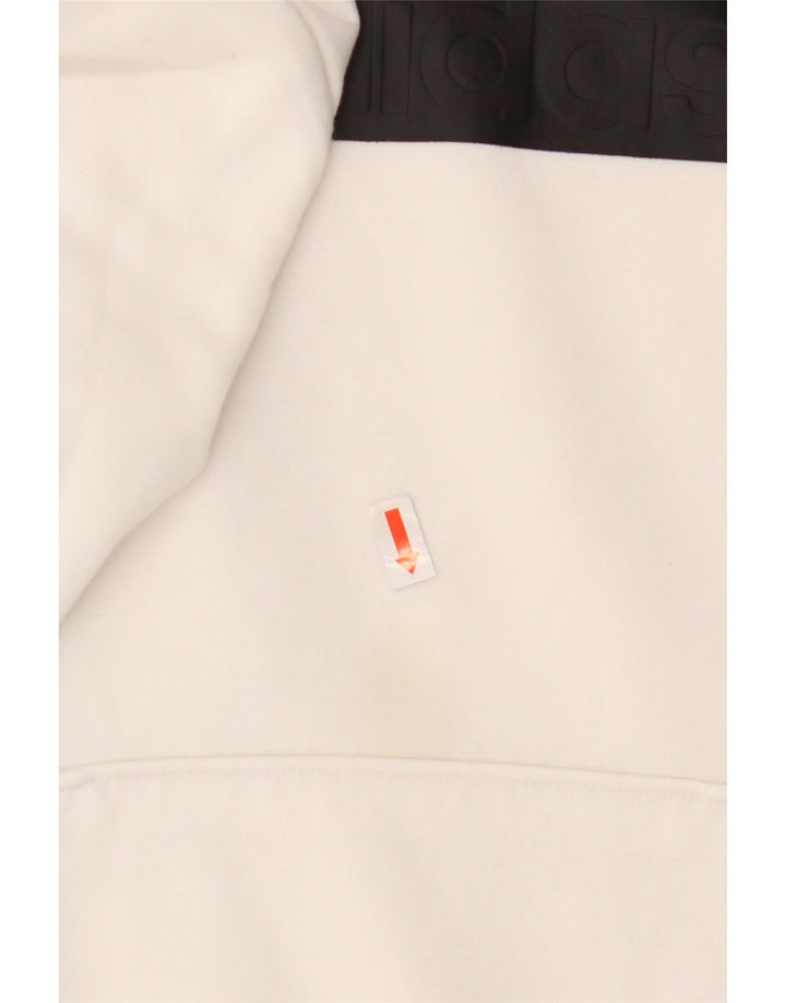 Adidas Womens Graphic Hoodie Jumper UK 8/10 Pequeno Poliéster Branco