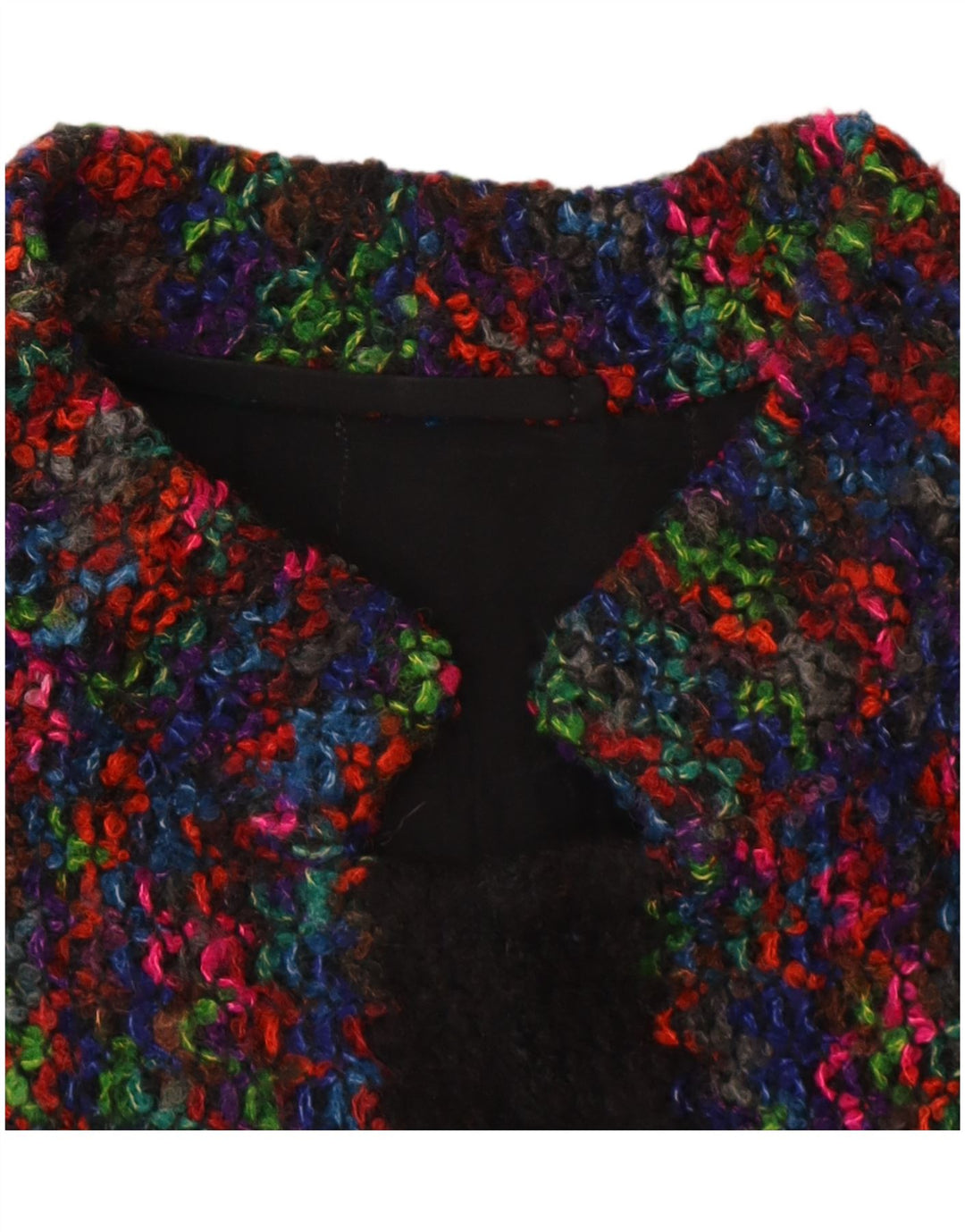 Jaqueta blazer de malha feminina vintage Reino Unido 14 médio multicolorido manchado