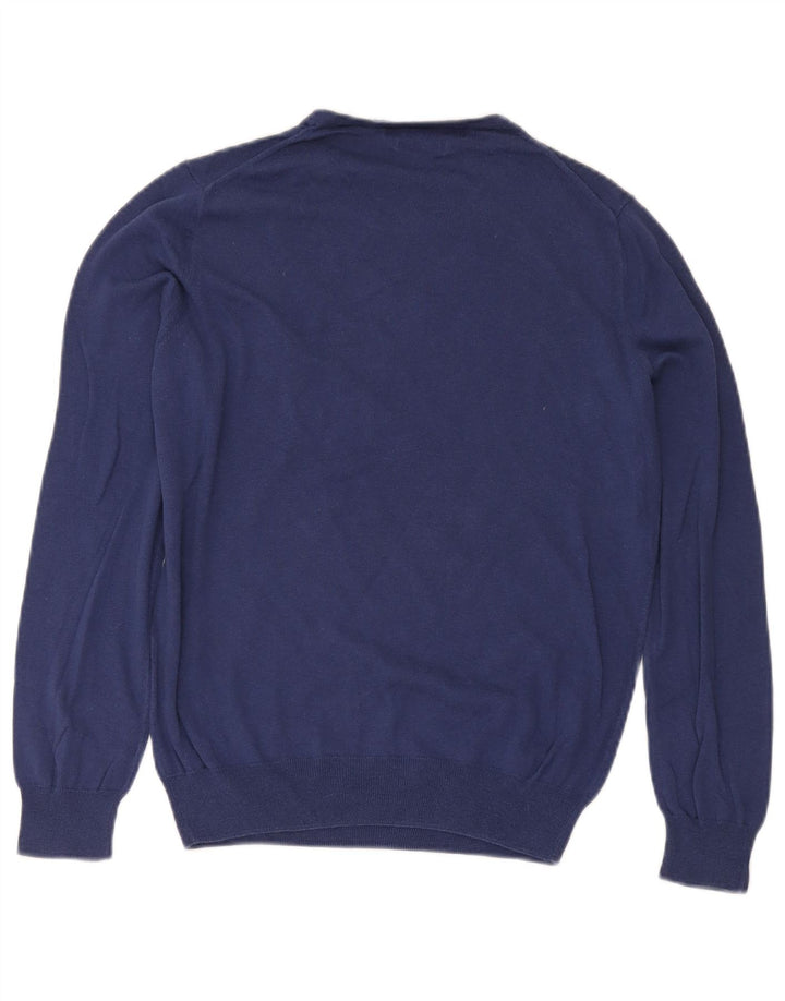 Zara Suéter masculino com gola redonda e seda azul marinho médio