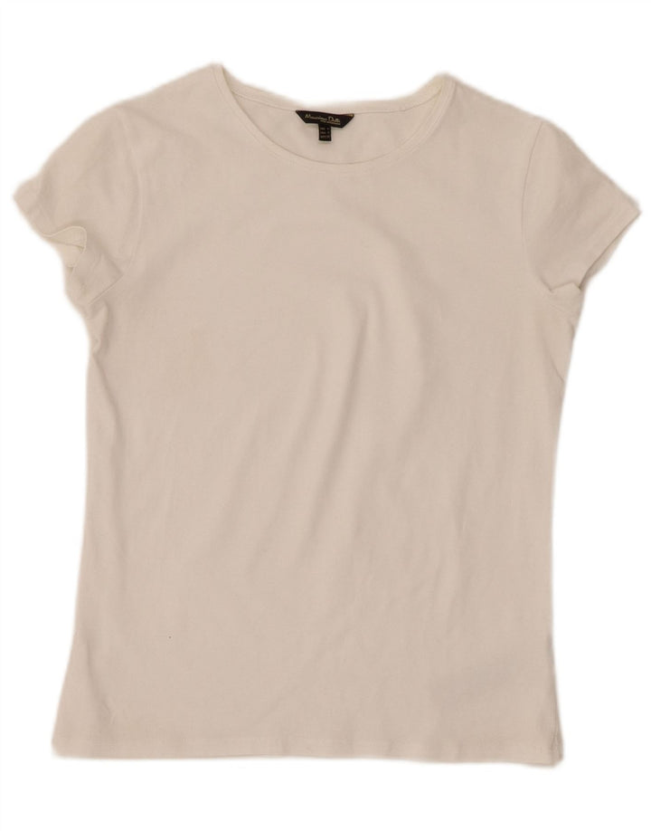 Camiseta feminina MASSIMO DUTTI UK 8 pequena algodão branco