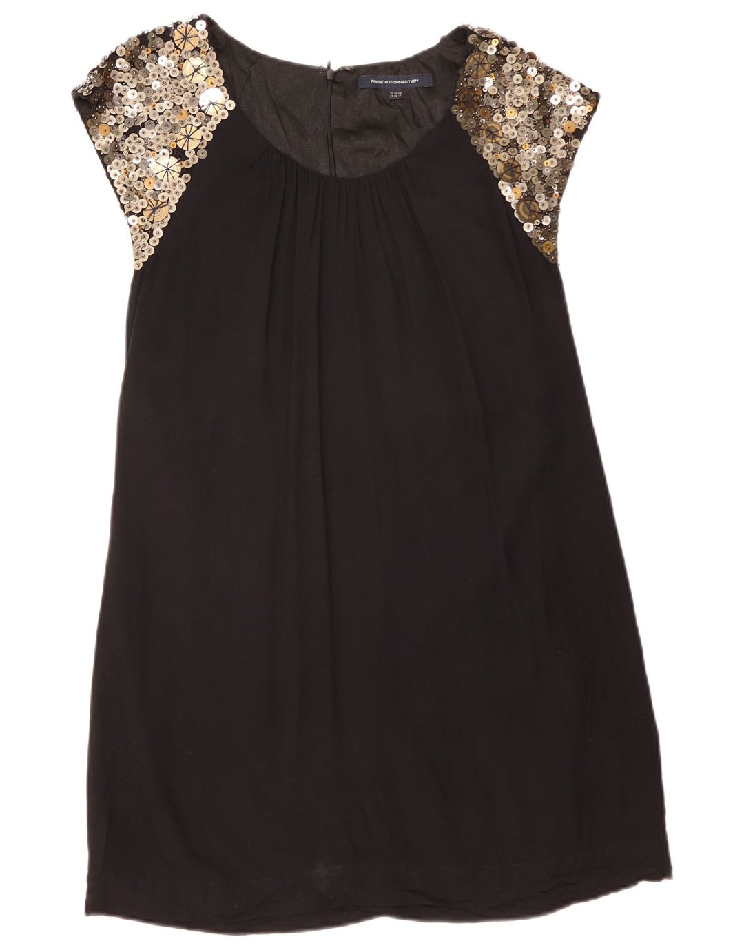 Vestido feminino French Connection UK 14 grande preto colorblock viscose