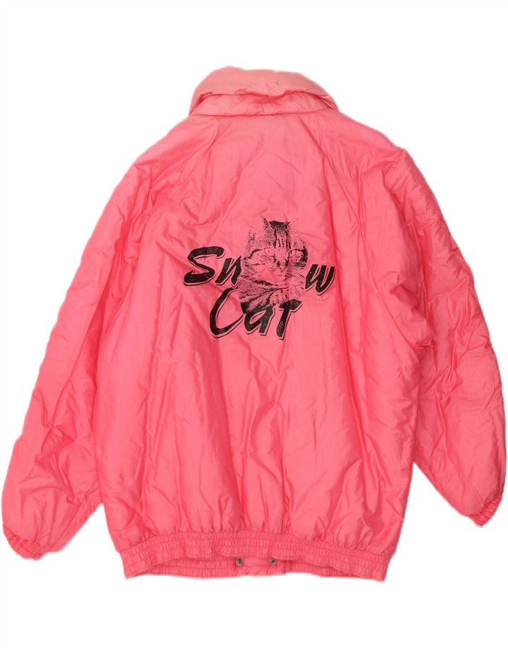 VINTAGE Womens Graphic Padded Jacket UK 20 2XL Pink Vintage Vintage and Second-Hand Vintage from Messina Hembry 