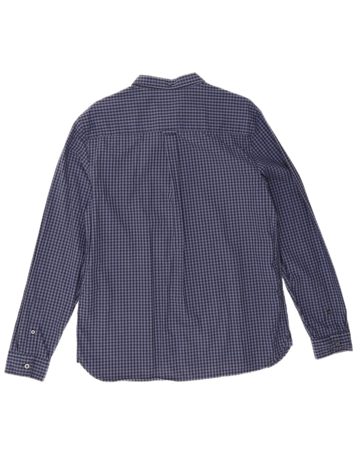 Camisa masculina Lyle & Scott grande algodão guingão azul marinho