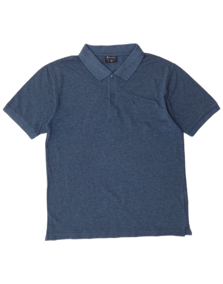 Camisa polo masculina Champion Regular Fit de algodão manchado azul médio