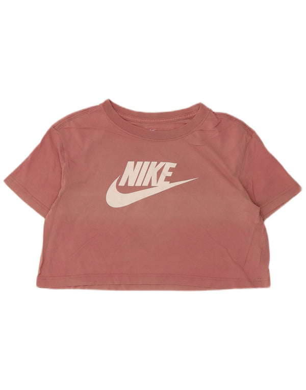 Camiseta Nike Feminina Crop Oversized Graphic Top UK 10 Pequeno Algodão Rosa