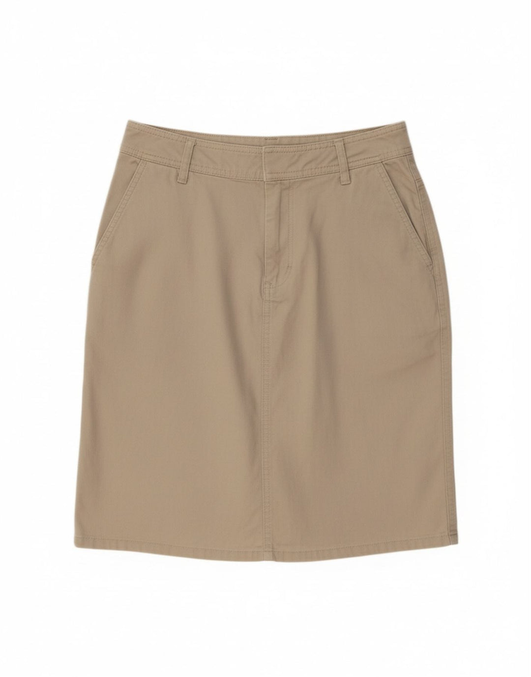 EDDIE BAUER Saia reta feminina EUA 6 médio W28 algodão bege