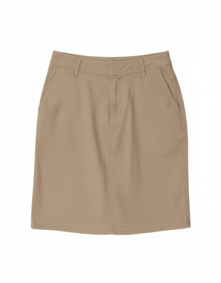 EDDIE BAUER Saia reta feminina EUA 6 médio W28 algodão bege