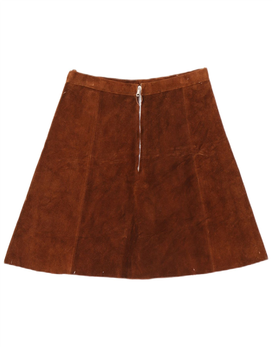 Saia feminina vintage de camurça linha A W28 marrom médio