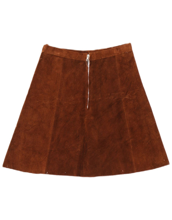 Saia feminina vintage de camurça linha A W28 marrom médio