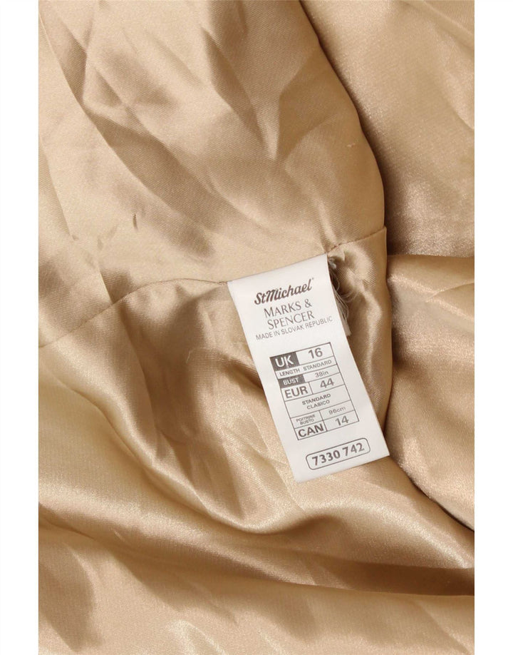 Casaco feminino St. Michael com peito duplo Marks & Spencer Reino Unido 16 grande bege