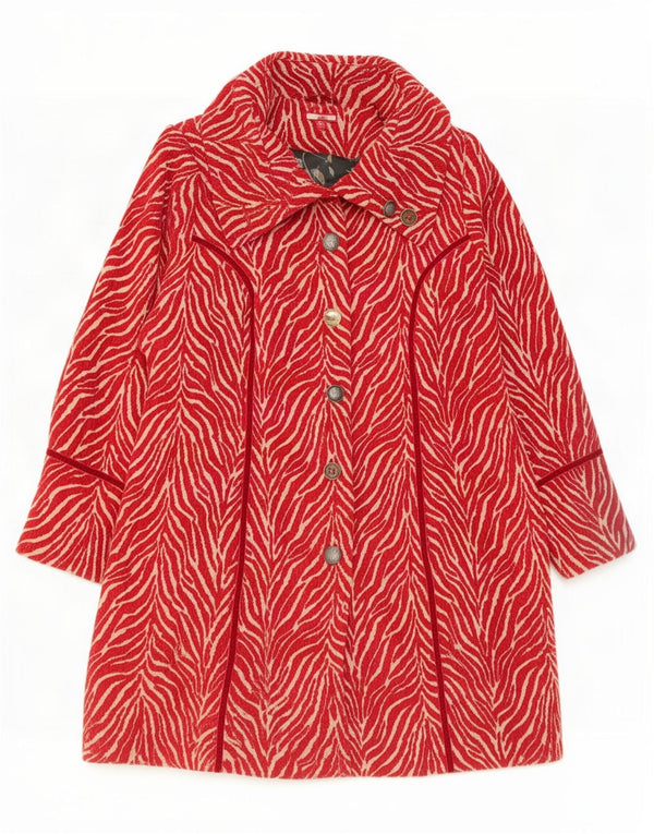 Sobretudo feminino com padrão abstrato Joe Browns UK 16 grande poliéster vermelho