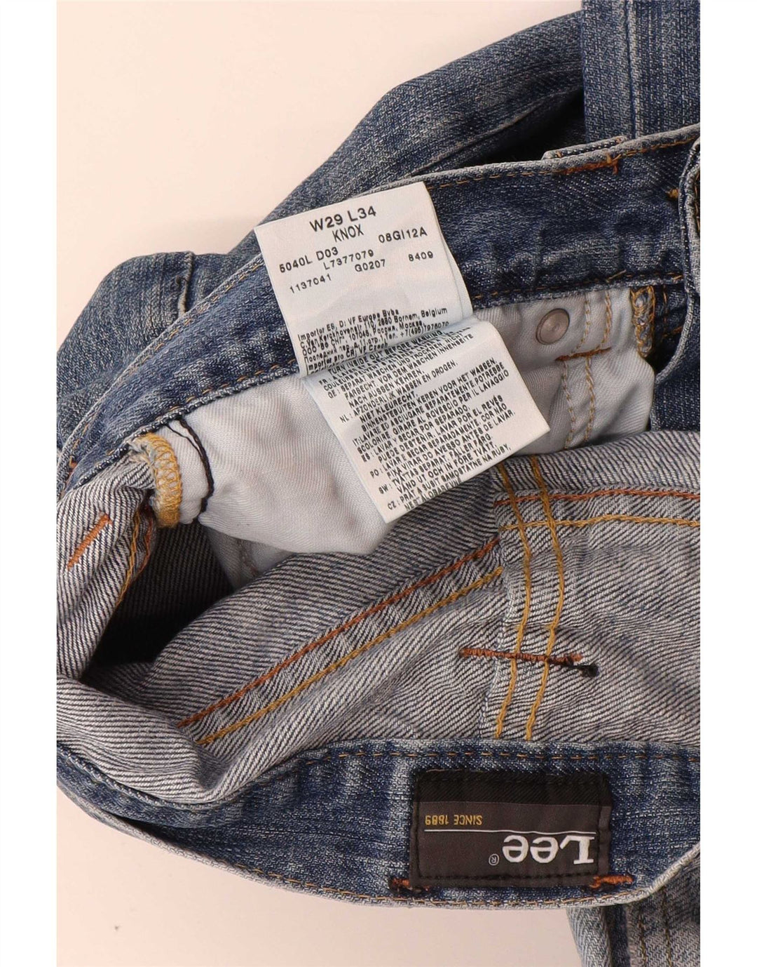 Lee Mens Knox Straight Jeans W29 L34 Azul Algodão