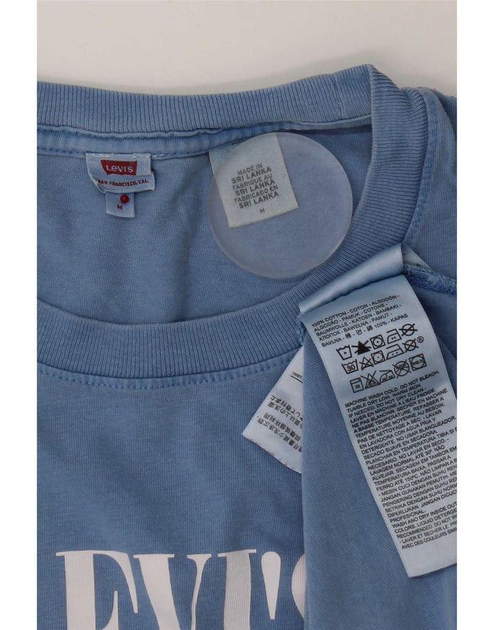 Camiseta feminina gráfica Levi's Top UK 14 algodão azul médio