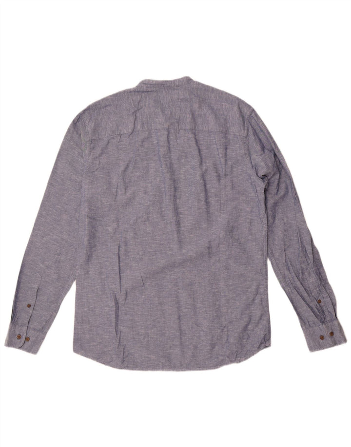 Camisa pulôver masculina Jack & Jones Slim Fit de algodão manchado azul médio