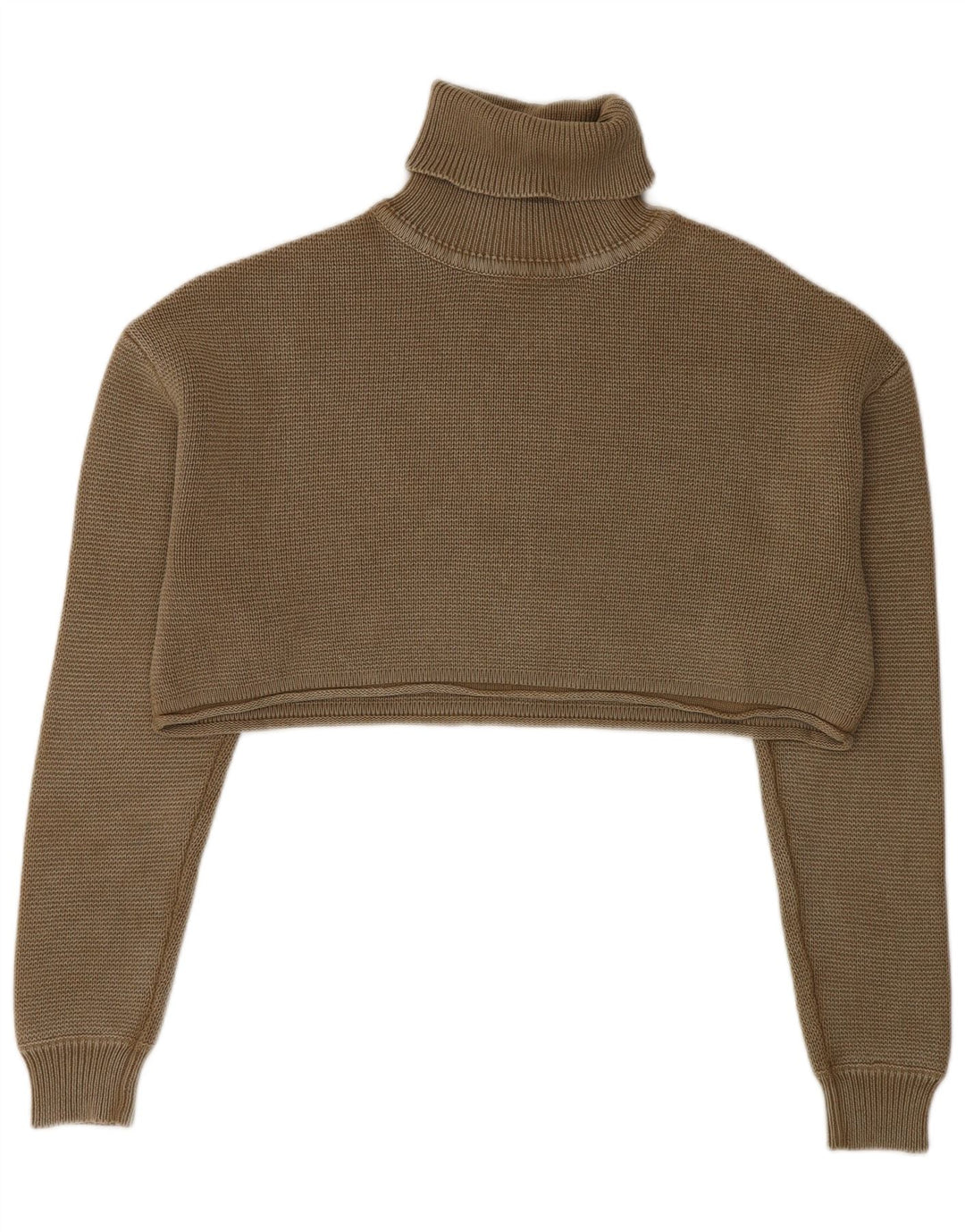 Zara Suéter feminino cropped oversized com gola redonda Reino Unido 10 pequeno cáqui