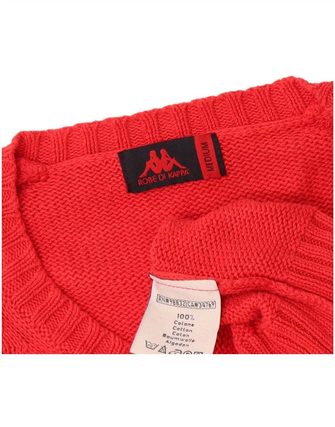Suéter masculino Kappa com decote em V de algodão vermelho médio