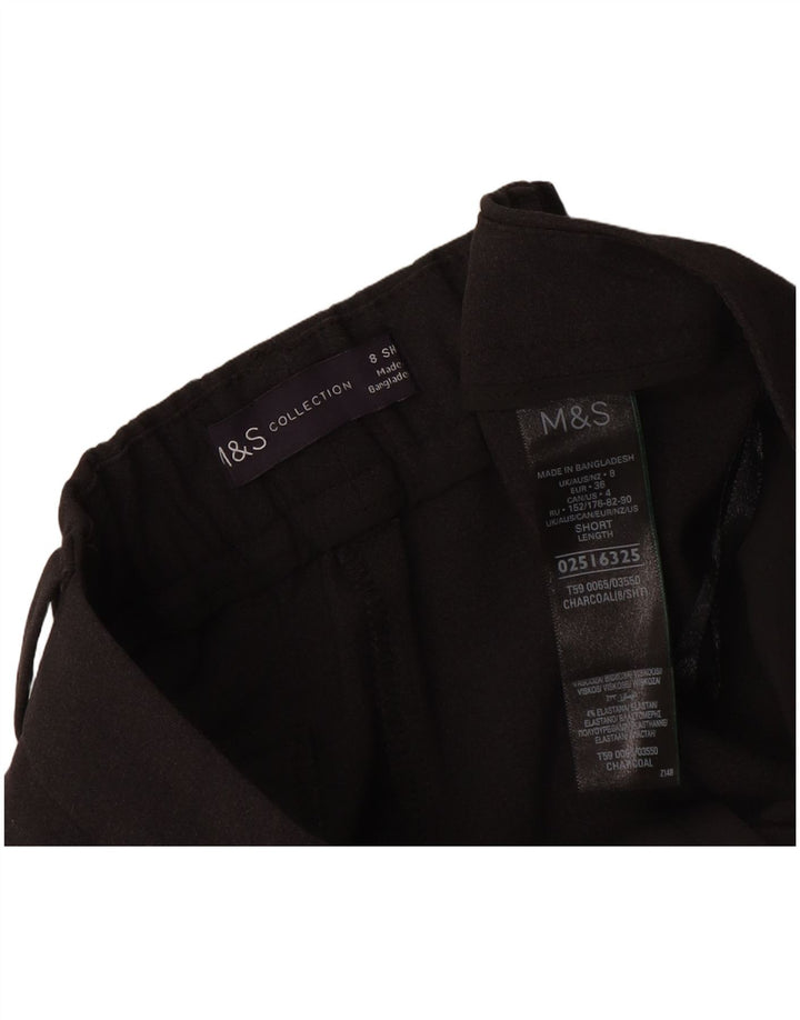 Calças cortadas femininas Marks & Spencer UK 8 pequenas W27 L26 poliéster cinza