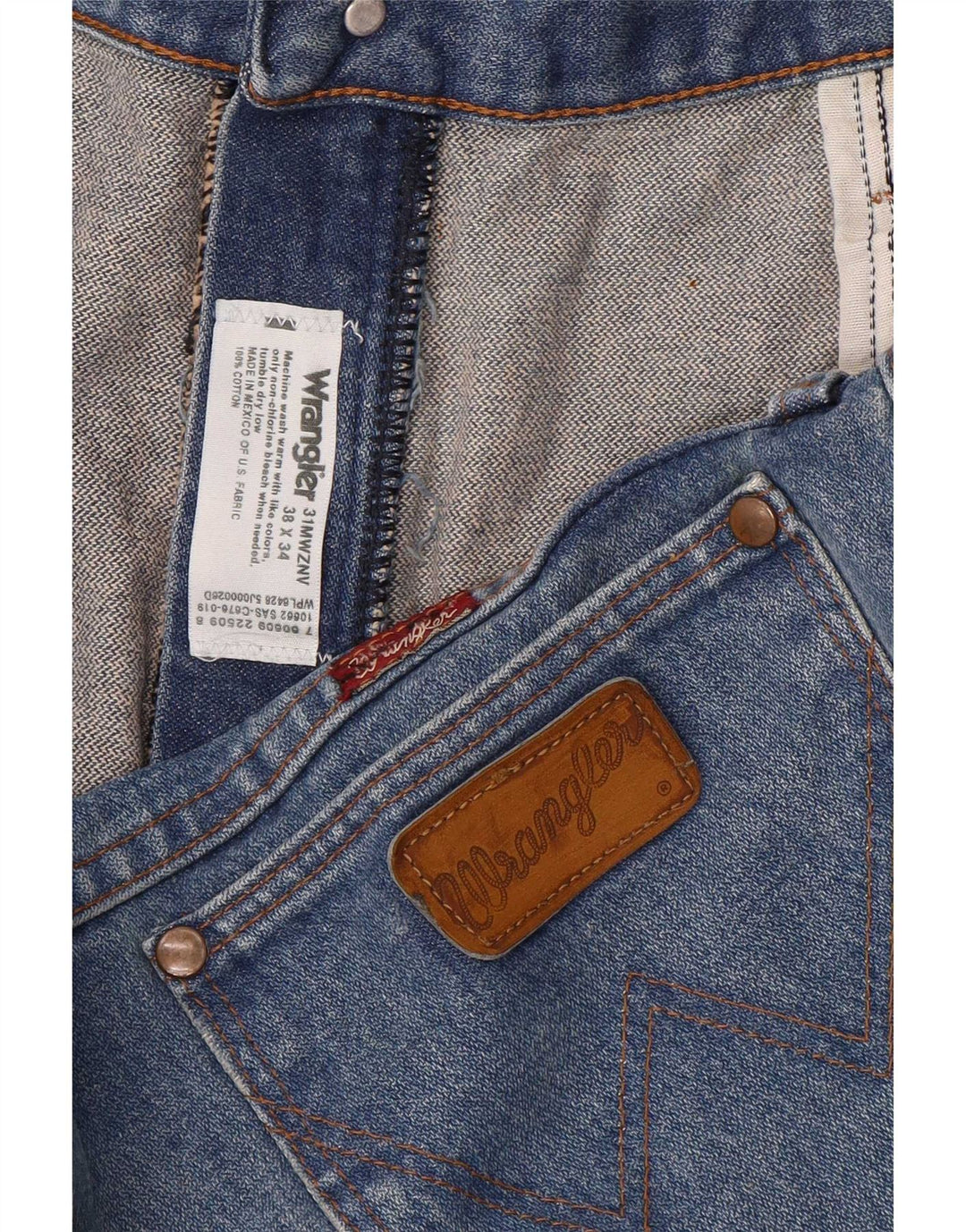 Wrangler Mens Straight Jeans W38 L30 Azul Algodão
