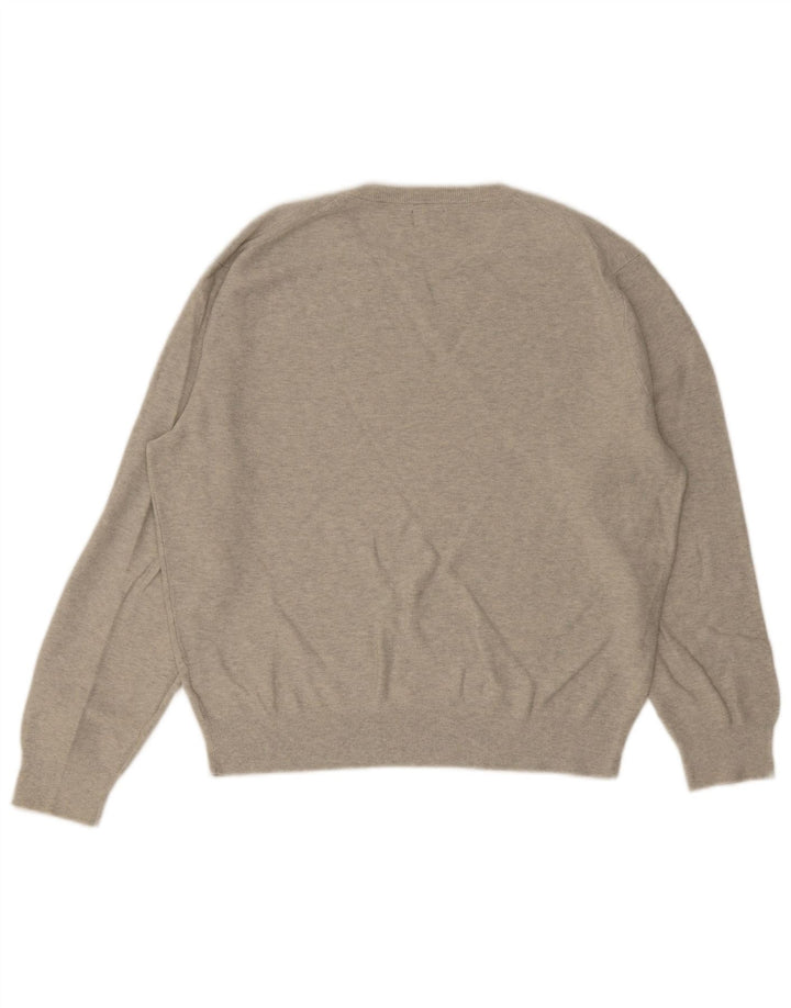 Suéter masculino J. Crew com gola redonda e algodão cinza médio