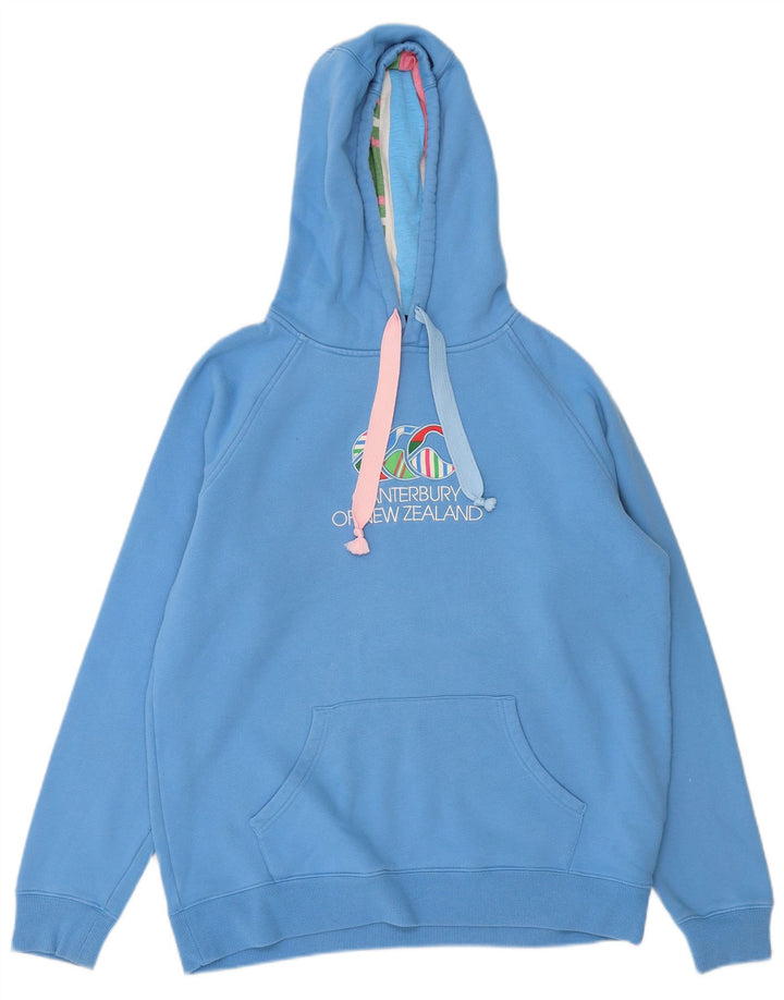 Suéter feminino com capuz gráfico CANTERBURY UK 18 XL algodão azul