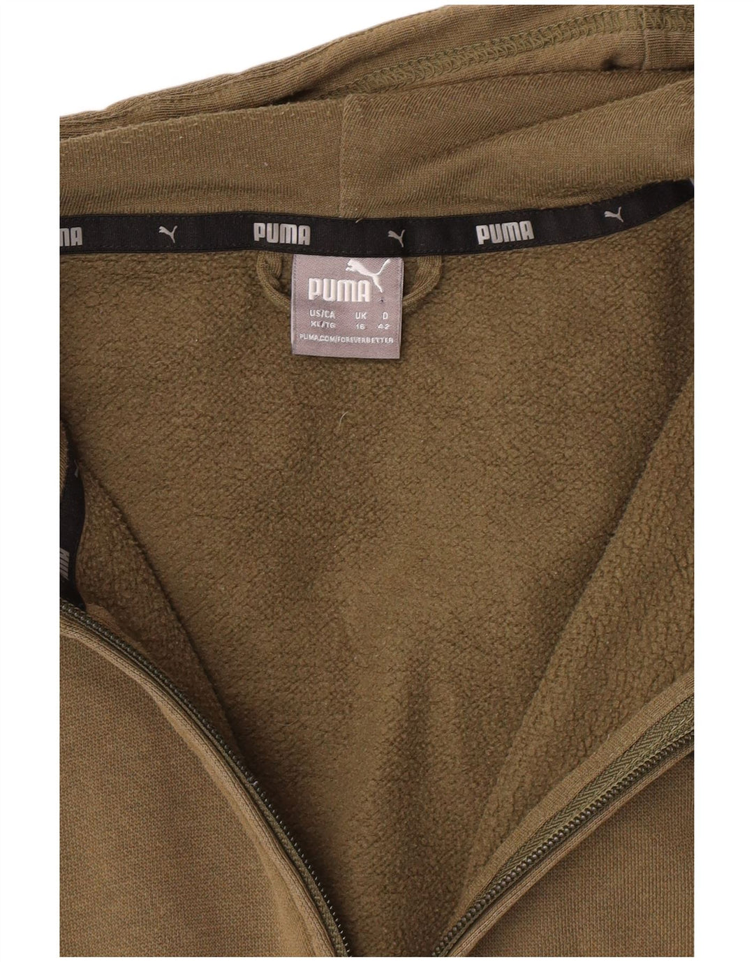 Suéter PUMA feminino com capuz e zíper UK 18 XL Caqui