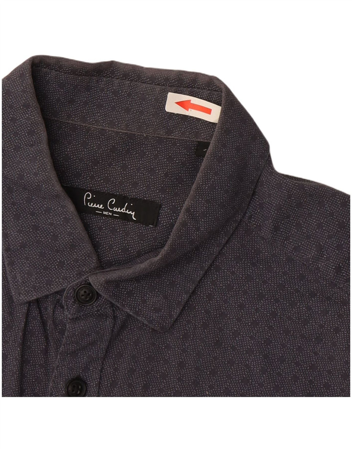 Camisa masculina Pierre Cardin pequena algodão manchado cinza