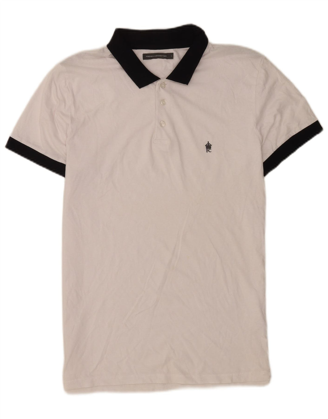 Camisa polo masculina de rugby French Connection grande algodão branco