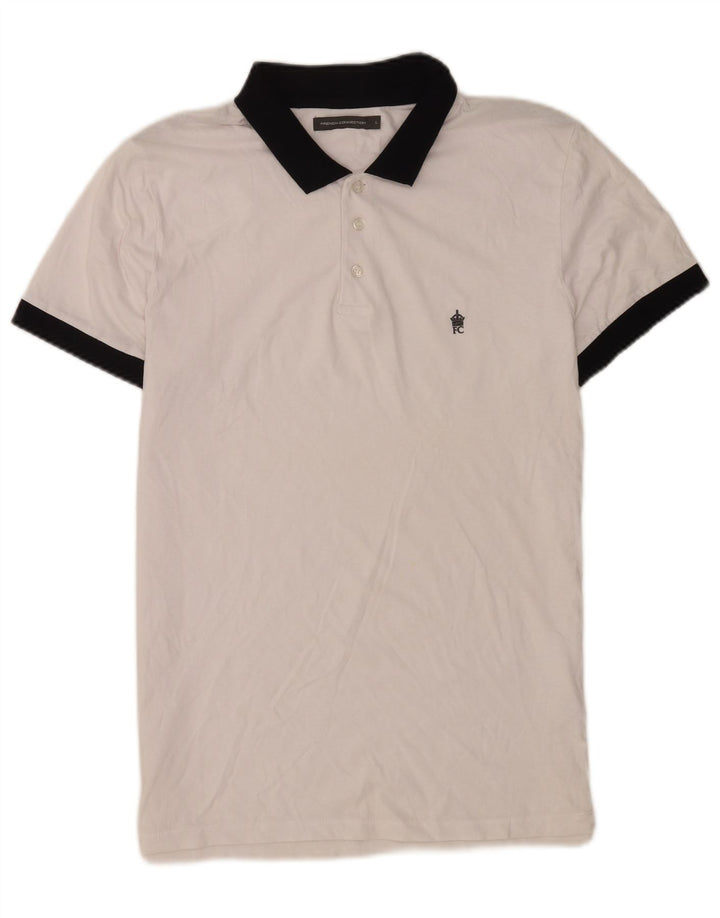 Camisa polo masculina de rugby French Connection grande algodão branco