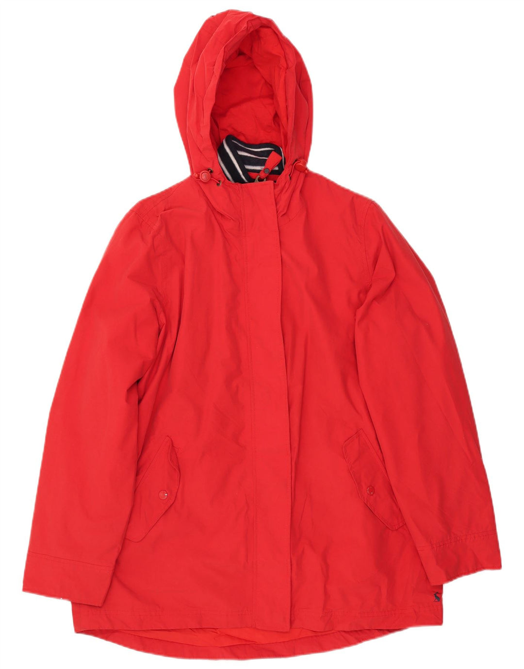 Capa de chuva feminina com capuz Joules UK 14 algodão vermelho médio