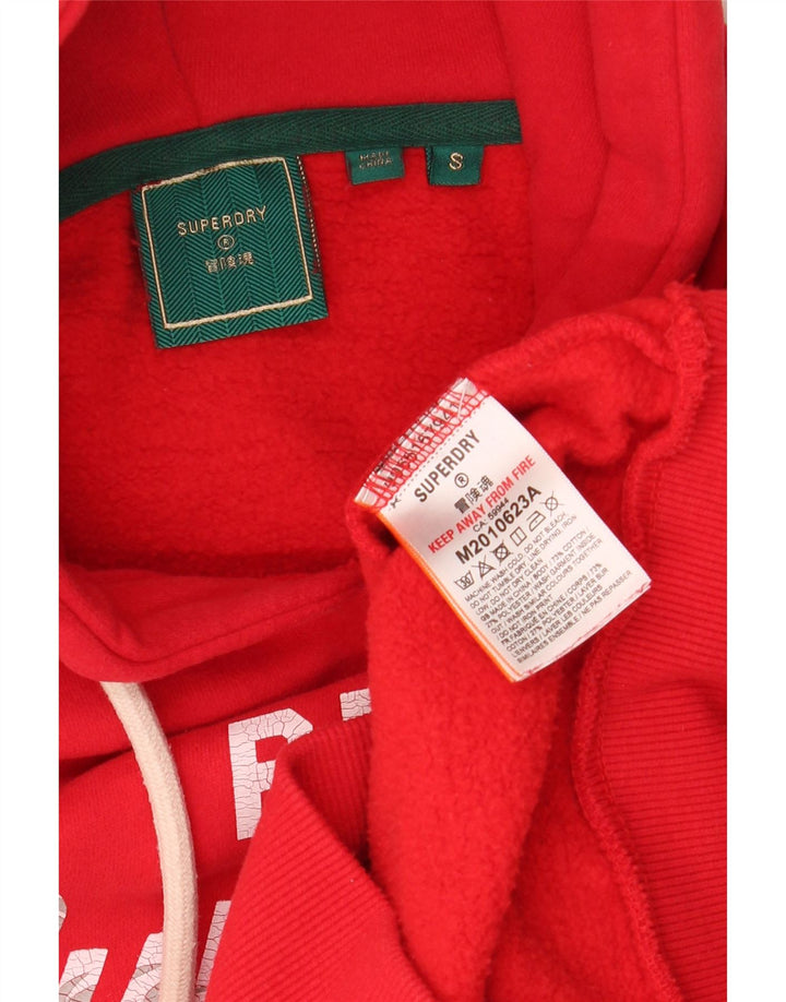 SUPERDRY Mens Real Graphic Hoodie Jumper Small Red Cotton Vintage Superdry and Second-Hand Superdry from Messina Hembry 