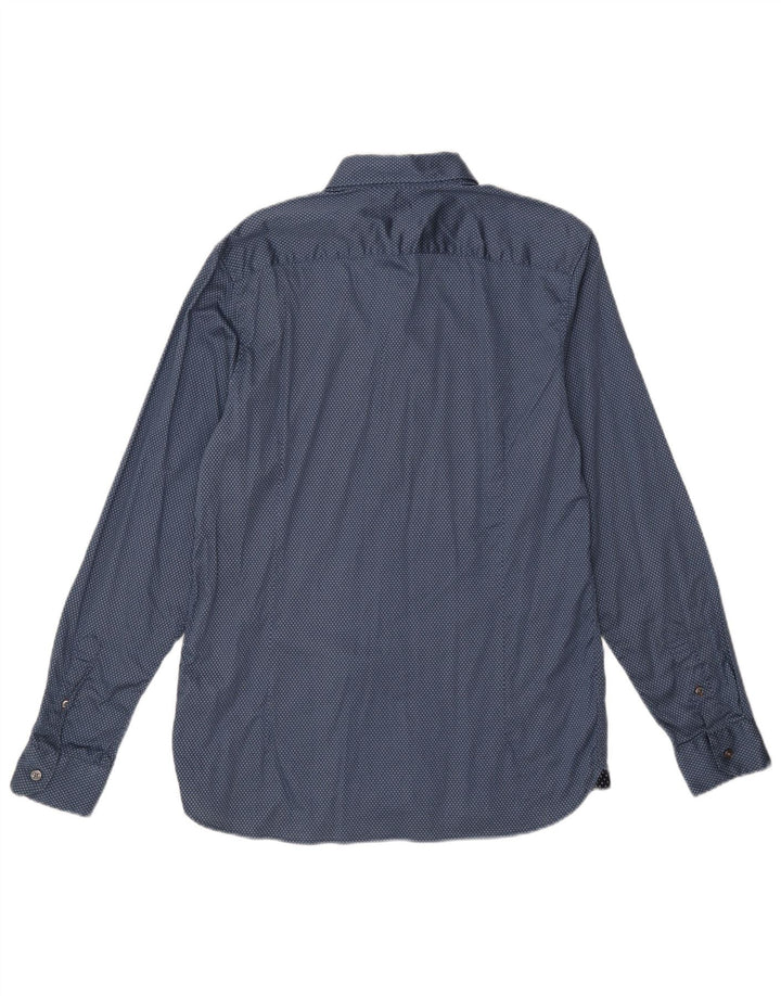 Camisa masculina Ted Baker tamanho 4 grande algodão manchado azul