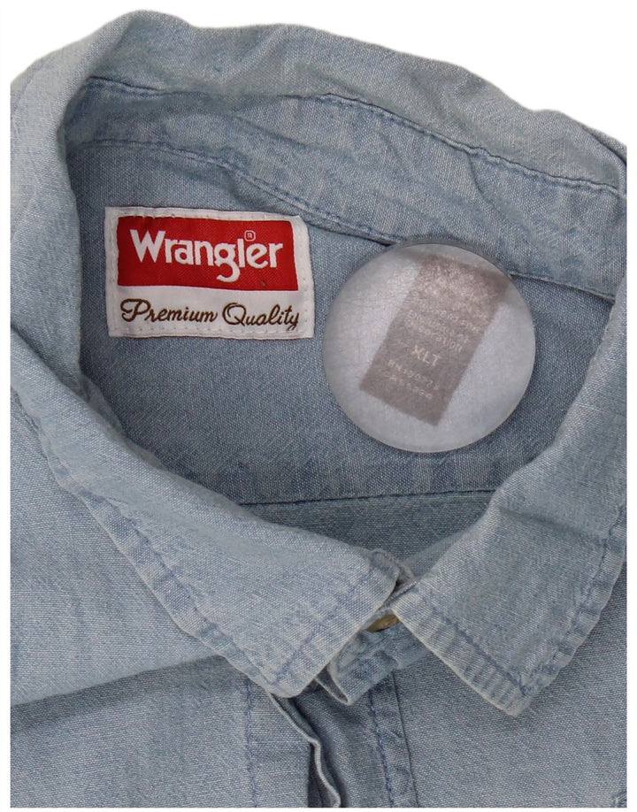 Camisa alta masculina Wrangler XL azul algodão