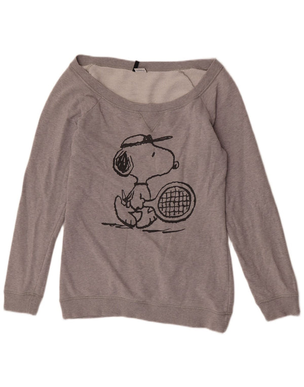 Benetton feminino Peanuts Graphic moletom jumper Reino Unido 14 cinza médio