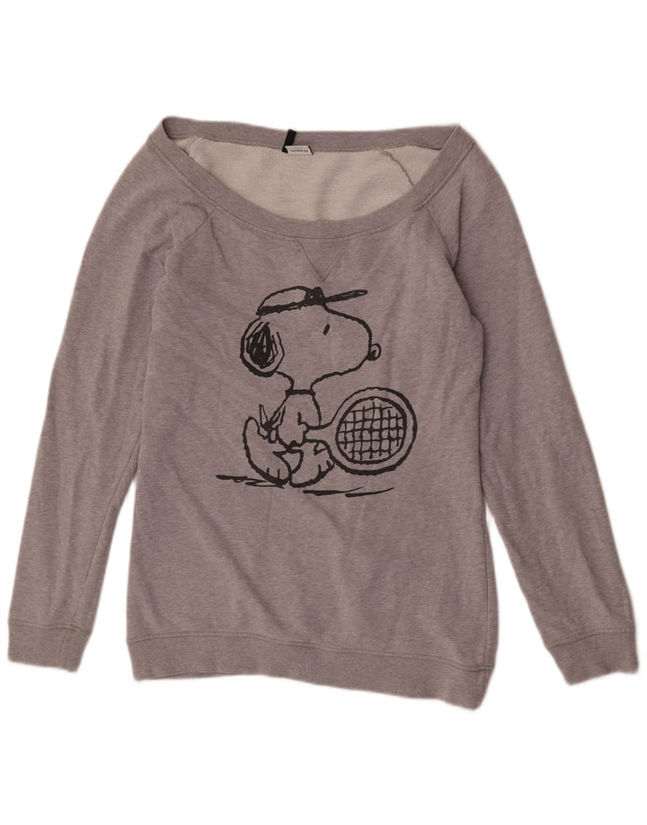 Benetton feminino Peanuts Graphic moletom jumper Reino Unido 14 cinza médio