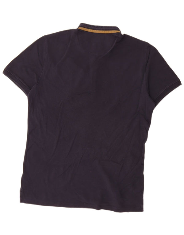 Camisa polo masculina Massimo Dutti grande algodão azul marinho