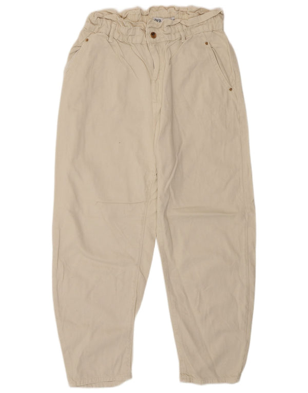 Zara Jeans Cônicos Femininos EU 32 Grande W32 L26 Algodão Bege