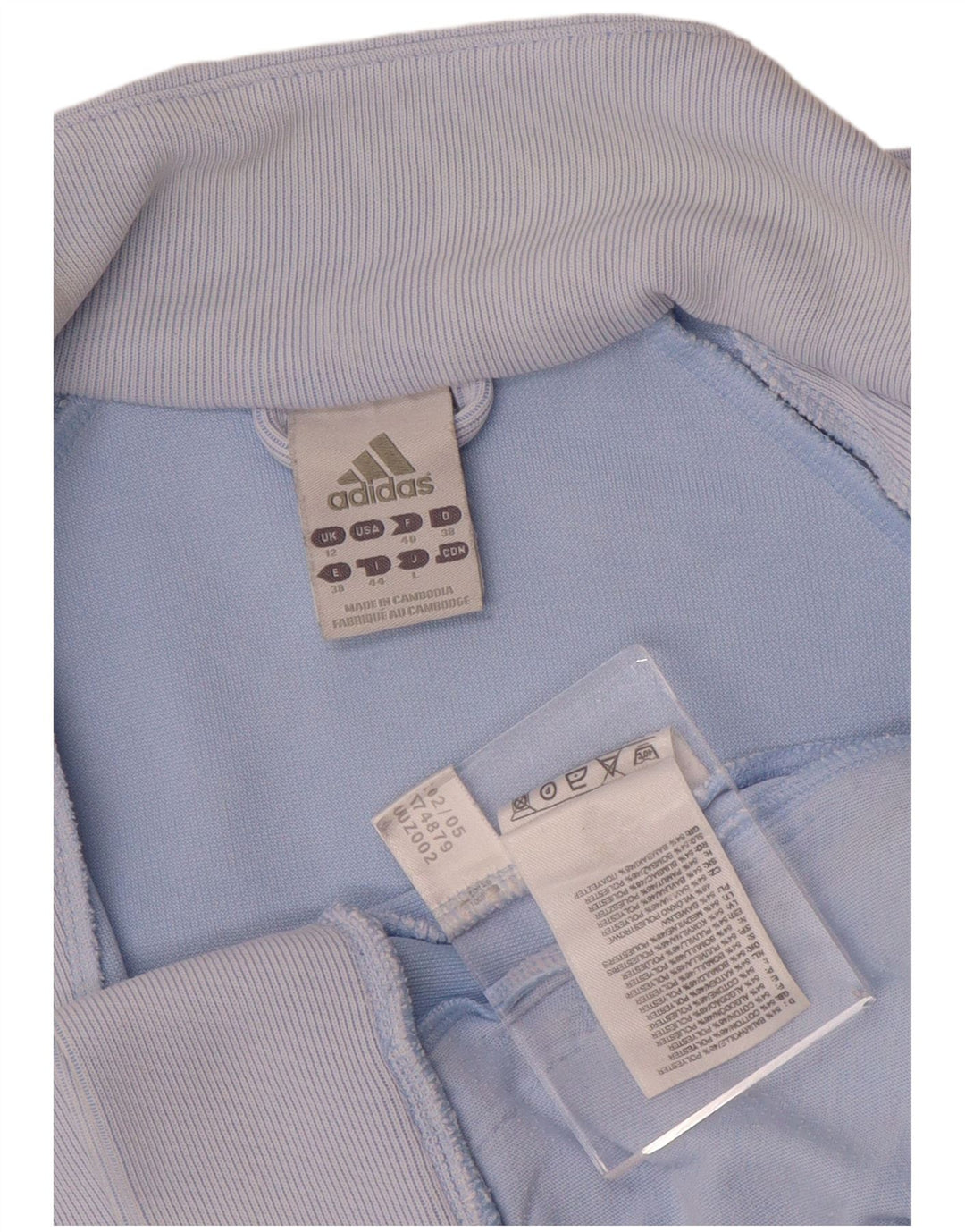 Adidas Womens Tracksuit Top Jacket UK 12 Médio Azul Algodão