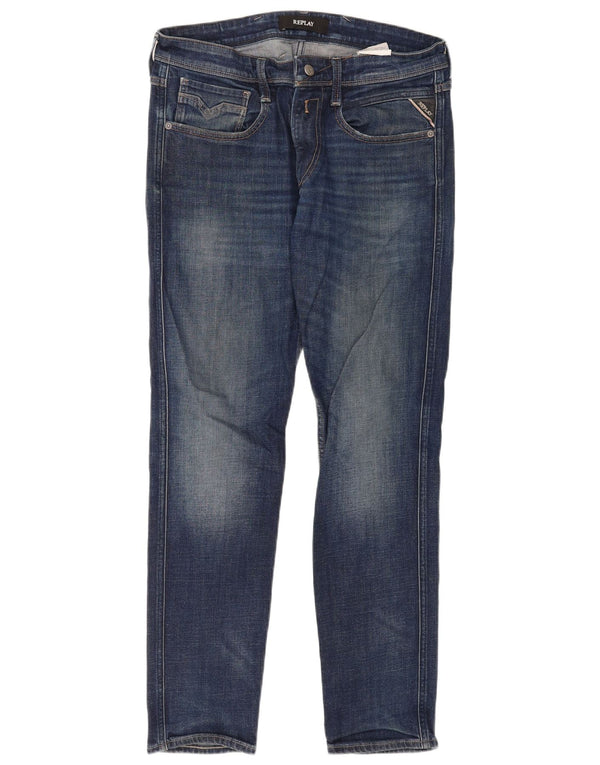 Replay Jeans Slim Masculino W33 L32 Azul Algodão