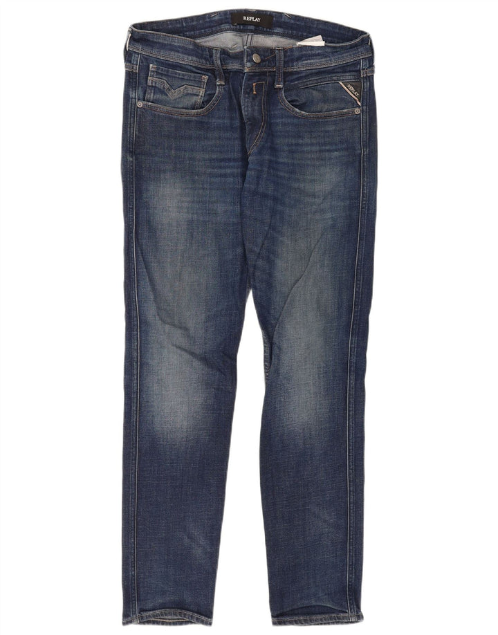 Replay Jeans Slim Masculino W33 L32 Azul Algodão