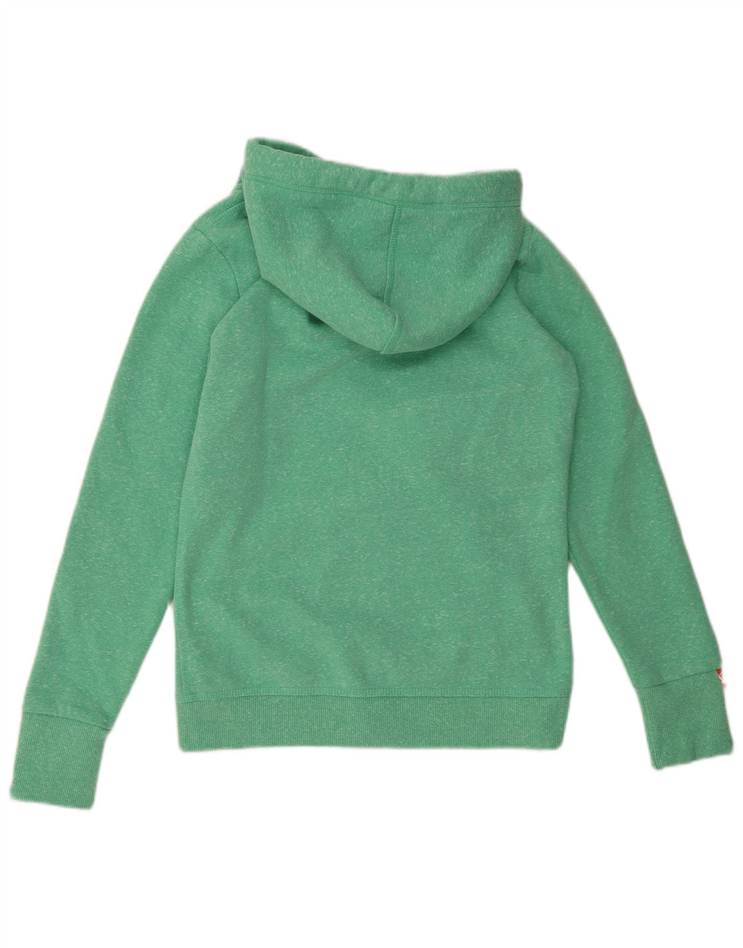 Suéter feminino Superdry com capuz e zíper Reino Unido 12 algodão manchado verde médio