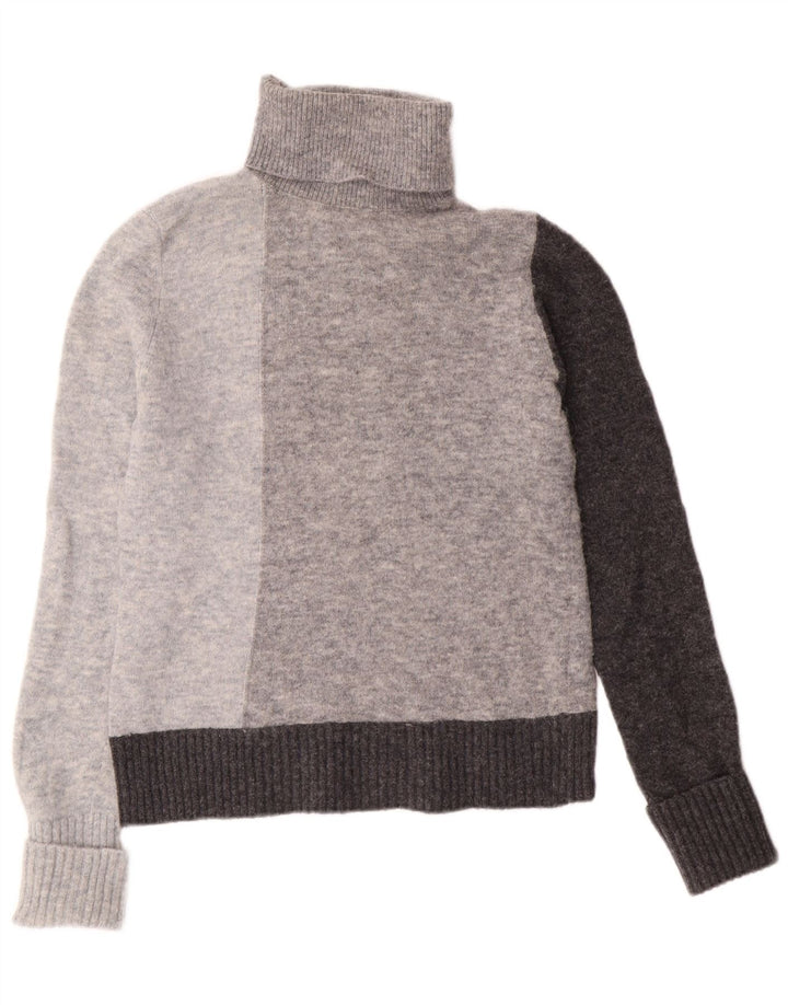 Suéter feminino Cos com gola redonda UK 6 XS cinza colorblock lã de alpaca