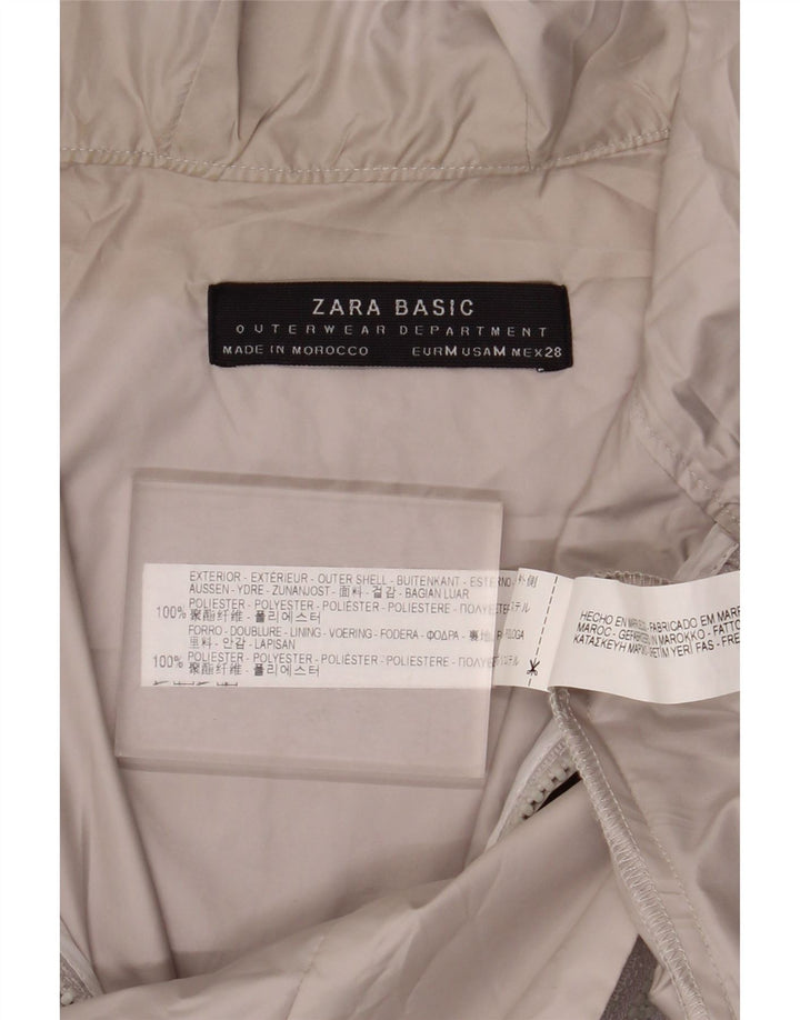Jaqueta de chuva feminina Zara com capuz grande e manga 3/4 Reino Unido 14 cinza médio