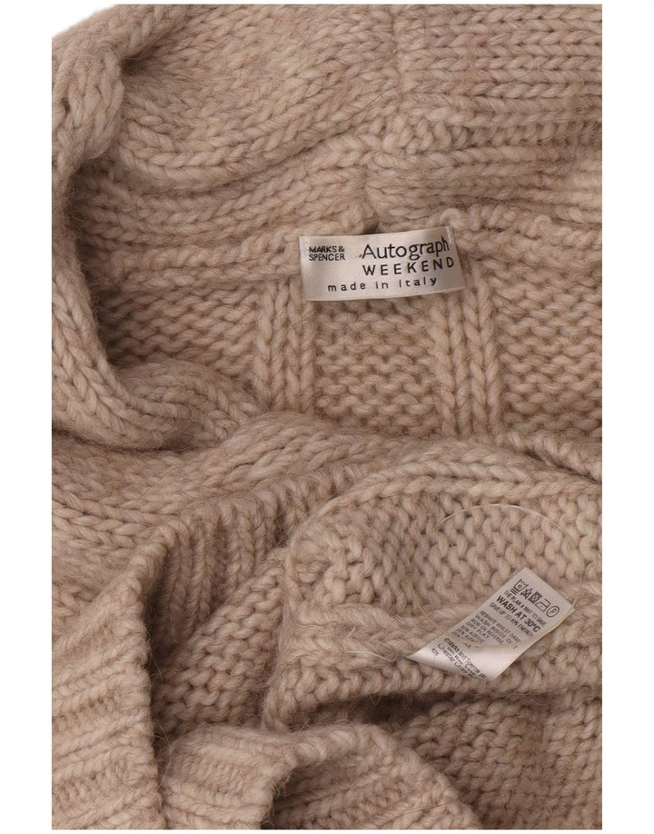 Suéter feminino Marks & Spencer com gola redonda Reino Unido 8 pequeno bege acrílico