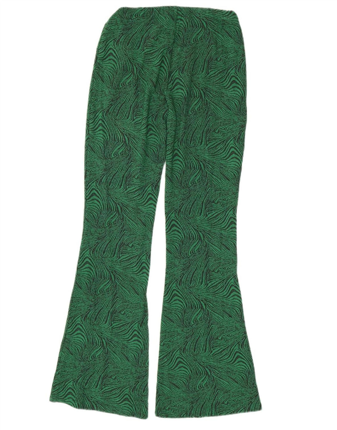ZARA Calça feminina casual flare pequena W26 L33 verde animal print