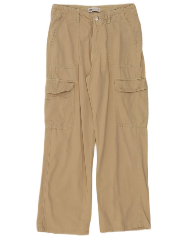 Zara Calça Cargo Feminina Solta Fit UE 36 XS W26 L27 Bege