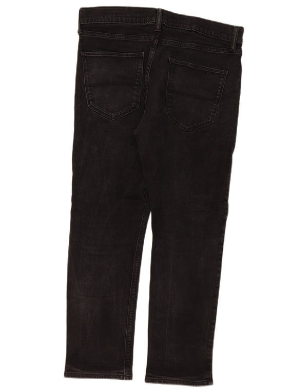 Jeans justos femininos Marks & Spencer W32 L27 algodão preto