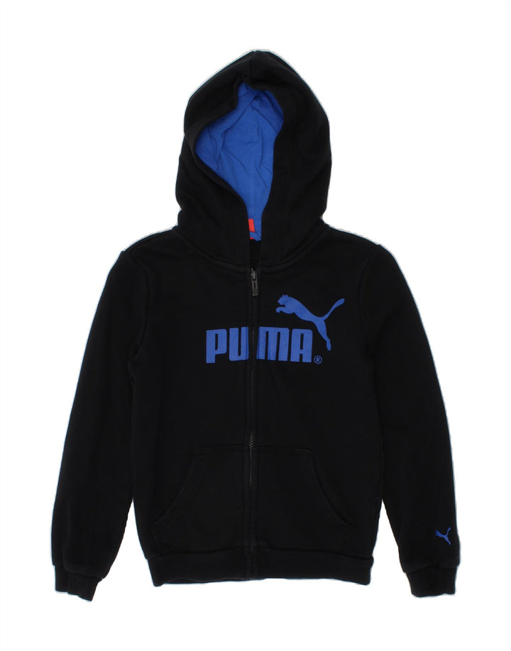 PUMA Boys Graphic Zip Hoodie Sweater 7-8 Years Black Cotton Vintage Puma and Second-Hand Puma from Messina Hembry 