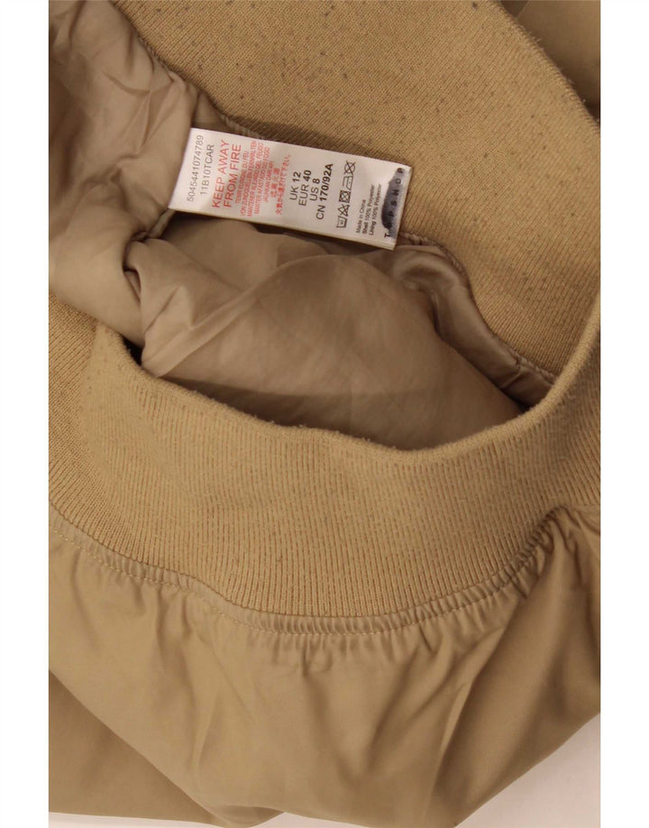 Jaqueta bomber superdimensionada feminina Topshop UK 12 poliéster bege médio
